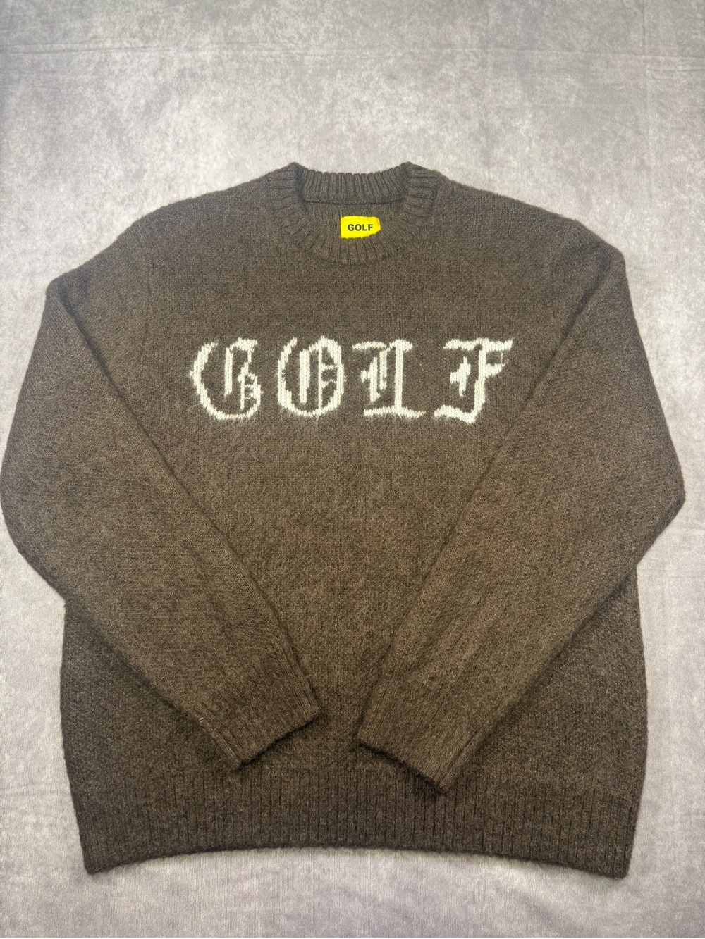 EUC Golf Wang Stab Mohair Brown Crewneck Sweater with White GOLF Logo - M